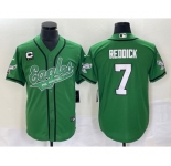 Men's Philadelphia Eagles #7 Haason Reddick Green C Patch Cool Base Stitched Baseball Jersey