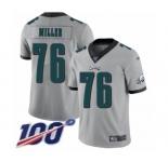 Men's Philadelphia Eagles #76 Shareef Miller Limited Silver Inverted Legend 100th Season Football Jersey