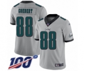 Men's Philadelphia Eagles #88 Dallas Goedert Limited Silver Inverted Legend 100th Season Football Jersey