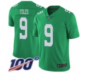 Men's Philadelphia Eagles #9 Nick Foles Limited Green Rush Vapor Untouchable 100th Season Football Jersey