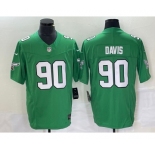 Men's Philadelphia Eagles #90 Jordan Davis Green 2023 FUSE Vapor Limited Throwback Stitched Jersey