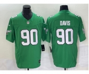 Men's Philadelphia Eagles #90 Jordan Davis Green 2023 FUSE Vapor Limited Throwback Stitched Jersey