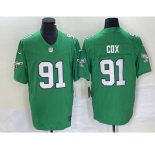 Men's Philadelphia Eagles #91 Fletcher Cox Green 2023 FUSE Vapor Limited Throwback Stitched Jersey