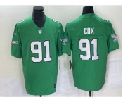 Men's Philadelphia Eagles #91 Fletcher Cox Green 2023 FUSE Vapor Limited Throwback Stitched Jersey