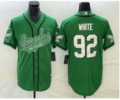 Men's Philadelphia Eagles #92 Reggie White Green Cool Base Stitched Baseball Jersey
