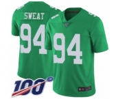 Men's Philadelphia Eagles #94 Josh Sweat Limited Green Rush Vapor Untouchable 100th Season Football Jersey