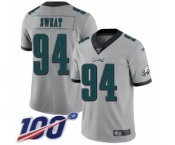 Men's Philadelphia Eagles #94 Josh Sweat Limited Silver Inverted Legend 100th Season Football Jersey