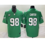 Men's Philadelphia Eagles #98 Jalen Carter Green 2023 F.U.S.E. Vapor Untouchable With C Patch Stitched Football Jersey