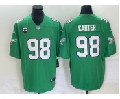 Men's Philadelphia Eagles #98 Jalen Carter Green C Patch 2023 Vapor Limited Throwback Jersey