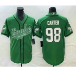 Men's Philadelphia Eagles #98 Jalen Carter Green Cool Base Stitched Baseball Jersey