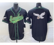 Men's Philadelphia Eagles Black Team Big Logo Cool Base Stitched Baseball Jersey
