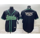 Men's Philadelphia Eagles Black Team Big Logo With Patch Cool Base Stitched Baseball Jersey
