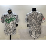 Men's Philadelphia Eagles Blank Arctic Camo 2024 Salute to Service Stitched Baseball Jersey