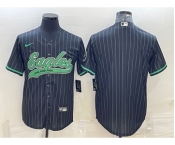 Men's Philadelphia Eagles Blank Black With Patch Cool Base Stitched Baseball Jersey