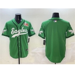 Men's Philadelphia Eagles Blank Green 2025 Super Bowl LIX Patch Stitched Baseball Jersey