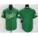Men's Philadelphia Eagles Blank Green Cool Base Stitched Baseball Jersey