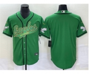 Men's Philadelphia Eagles Blank Green Cool Base Stitched Baseball Jersey