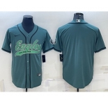 Men's Philadelphia Eagles Blank Green With Patch Cool Base Stitched Baseball Jersey