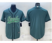 Men's Philadelphia Eagles Blank Green With Patch Cool Base Stitched Baseball Jersey