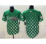 Men's Philadelphia Eagles Blank Green With Patch Limited Stitched Baseball Jersey