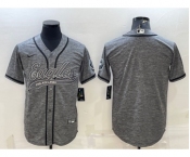 Men's Philadelphia Eagles Blank Grey With Patch Cool Base Stitched Baseball Jersey
