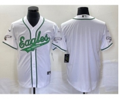 Men's Philadelphia Eagles Blank White Cool Base Stitched Baseball Jersey