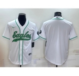 Men's Philadelphia Eagles Blank White With Patch Cool Base Stitched Baseball Jersey
