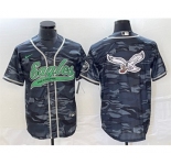 Men's Philadelphia Eagles Gray Camo Team Big Logo Cool Base Stitched Baseball Jersey