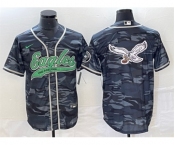 Men's Philadelphia Eagles Gray Camo Team Big Logo Cool Base Stitched Baseball Jersey