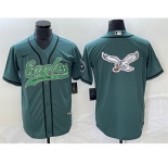 Men's Philadelphia Eagles Green Team Big Logo Cool Base Stitched Baseball Jersey