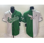 Men's Philadelphia Eagles Green White Split Team Big Logo Cool Base Stitched Baseball Jersey