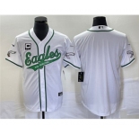 Men's Philadelphia Eagles White Team Big Logo Cool Base Stitched Baseball Jersey