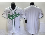 Men's Philadelphia Eagles White Team Big Logo Cool Base Stitched Baseball Jersey