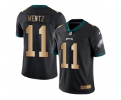 Nike Philadelphia Eagles #11 Carson Wentz Black Men's Stitched NFL Limited Gold Rush Jersey