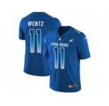 Nike Philadelphia Eagles #11 Carson Wentz Royal Men Stitched NFL Limited NFC 2018 Pro Bowl Jersey