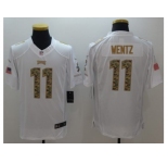 Nike Philadelphia Eagles #11 Carson Wentz White Men's Stitched NFL Limited Salute to Service Jersey