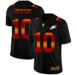 Philadelphia Eagles #10 Desean Jackson Men's Black Nike Red Orange Stripe Vapor Limited NFL Jersey