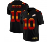 Philadelphia Eagles #10 Desean Jackson Men's Black Nike Red Orange Stripe Vapor Limited NFL Jersey