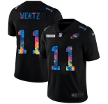Philadelphia Eagles #11 Carson Wentz Men's Nike Multi-Color Black 2020 NFL Crucial Catch Vapor Untouchable Limited Jersey
