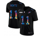 Philadelphia Eagles #11 Carson Wentz Men's Nike Multi-Color Black 2020 NFL Crucial Catch Vapor Untouchable Limited Jersey