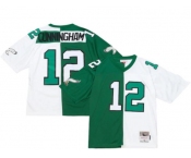 Philadelphia Eagles #12 Randall Cunningham Green V White Peace Split Throwback Jersey