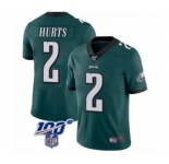 Philadelphia Eagles #2 Jalen Hurts Midnight Green Team Color Vapor Untouchable Limited Player 100th Season Football Jersey