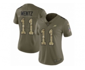 Women Nike Philadelphia Eagles #11 Carson Wentz Limited Olive Camo 2017 Salute to Service NFL Jersey