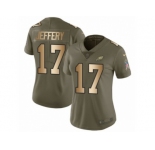 Women Nike Philadelphia Eagles #17 Alshon Jeffery Limited Olive Gold 2017 Salute to Service NFL Jersey