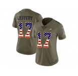 Women Nike Philadelphia Eagles #17 Alshon Jeffery Limited Olive USA Flag 2017 Salute to Service NFL Jersey