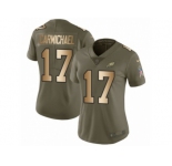 Women Nike Philadelphia Eagles #17 Harold Carmichael Limited Olive Gold 2017 Salute to Service NFL Jersey
