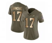 Women Nike Philadelphia Eagles #17 Harold Carmichael Limited Olive Gold 2017 Salute to Service NFL Jersey