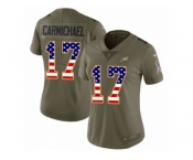 Women Nike Philadelphia Eagles #17 Harold Carmichael Limited Olive USA Flag 2017 Salute to Service NFL Jersey
