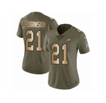 Women Nike Philadelphia Eagles #21 Patrick Robinson Limited Olive Gold 2017 Salute to Service NFL Jersey