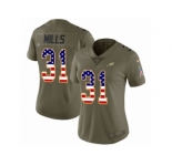 Women Nike Philadelphia Eagles #31 Jalen Mills Limited Olive USA Flag 2017 Salute to Service NFL Jersey